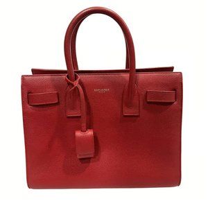 Saint Laurent Sac De Jour Baby in Red Pebbled Leather